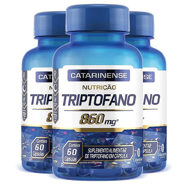 Kit 3 Triptofano 860mg Catarinense Pharma 60 cápsulas