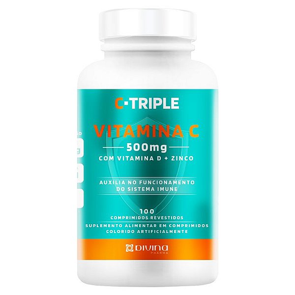 C-Triple Vitamina C 500mg + Zinco + D Divina 100 cápsulas