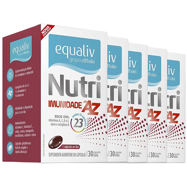 Kit 5 Nutri Imunidade A a Z Equaliv 30 cápsulas gel