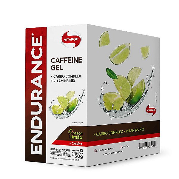 Endurance Caffeine Gel Vitafor Caixa 12 sachês Limão