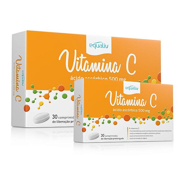 Kit 2 Vitamina C 500mg Ácido Ascórbico Equaliv 30 comprimidos
