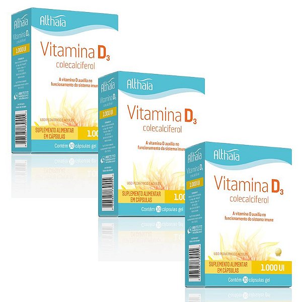 Kit 3 Vitamina D3 Colecalciferol 1000ui Althaia 30 cápsulas