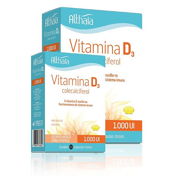 Kit 2 Vitamina D3 Colecalciferol 1000ui Althaia 60 cápsulas