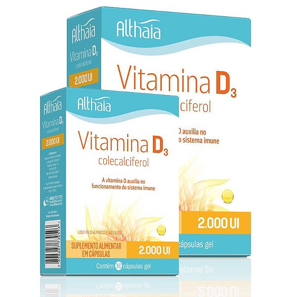 Kit 2 Vitamina D3 Colecalciferol 2000ui Althaia 30 cápsulas