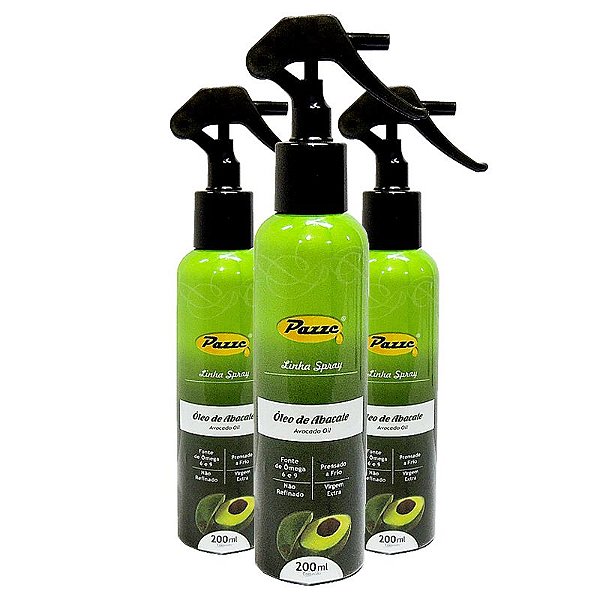 Kit 3 Óleo de Abacate Extra Virgem Spray Pazze 200ml