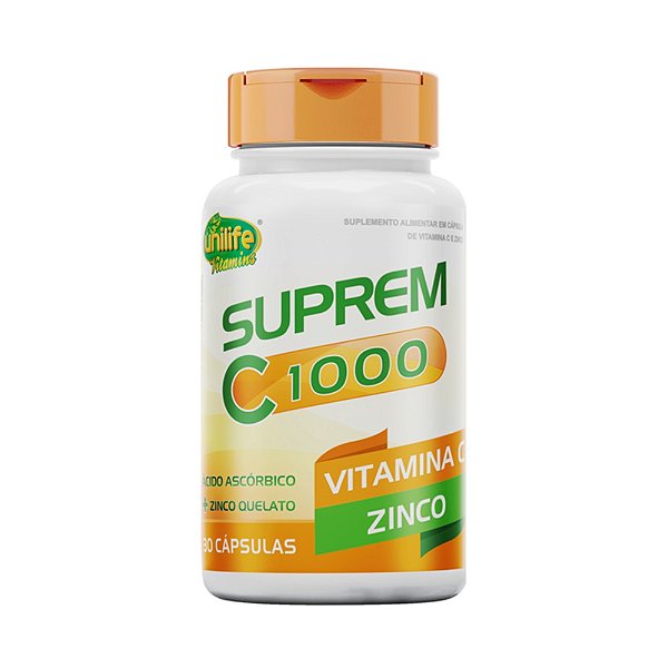 Suprem C 1000 Vitamina C 1000 mg + Zinco 7mg Unilife 30 cápsulas