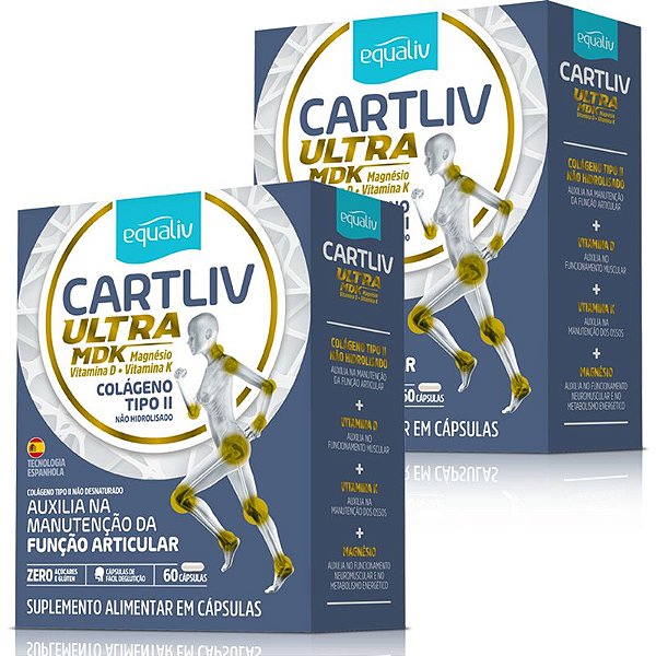 Kit 2 Cartliv Ultra MDK Colageno Tipo 2 Equaliv 60 Cápsulas