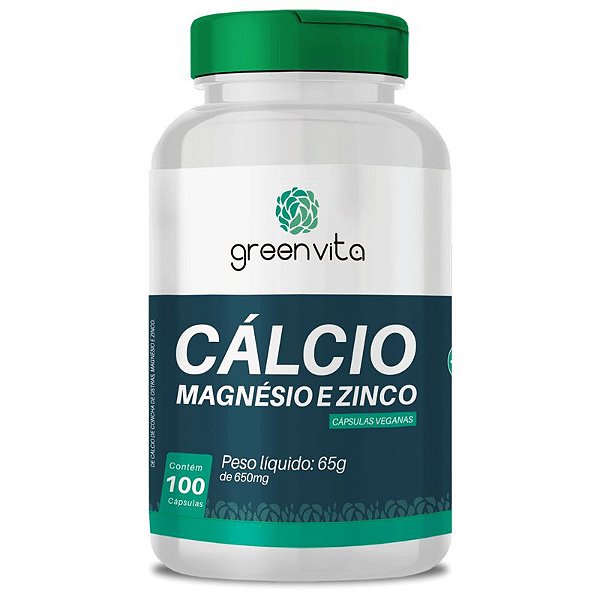 Cálcio Magnésio e Zinco Greenvita 100 cápsulas Veganas