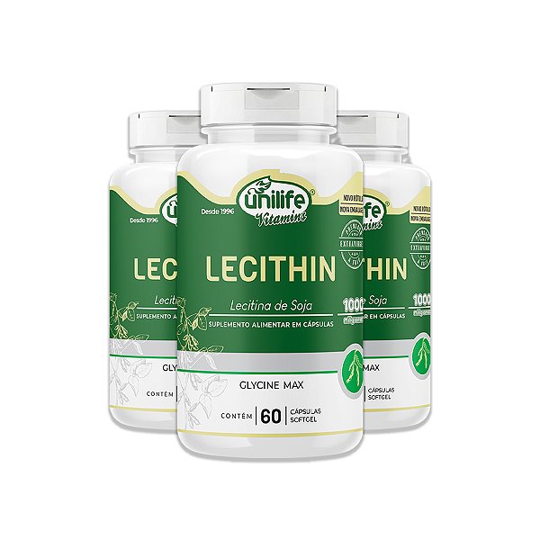 Kit 3 Lecitina de Soja Unilife 60 Cápsulas