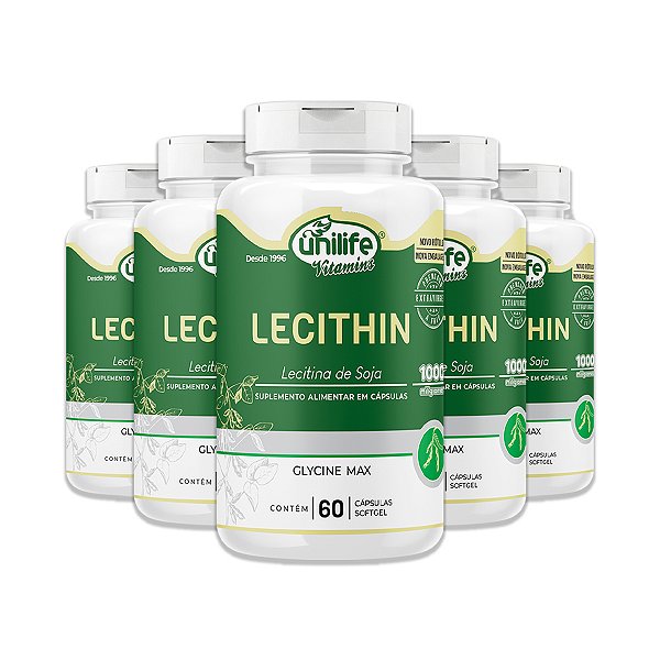 Kit 5 Lecitina de Soja Unilife 60 Cápsulas