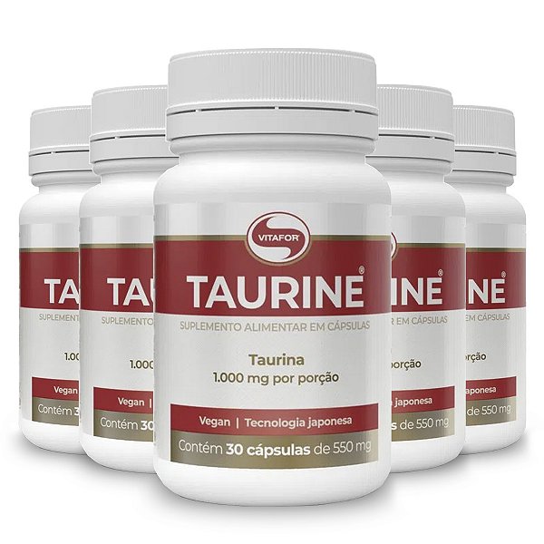 Kit 5 Taurine 500mg Vitafor 30 cápsulas