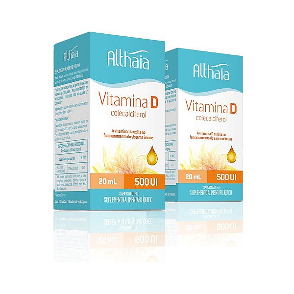 Kit 2 Vitamina D3 Colecalciferol 500ui Althaia 20 ml