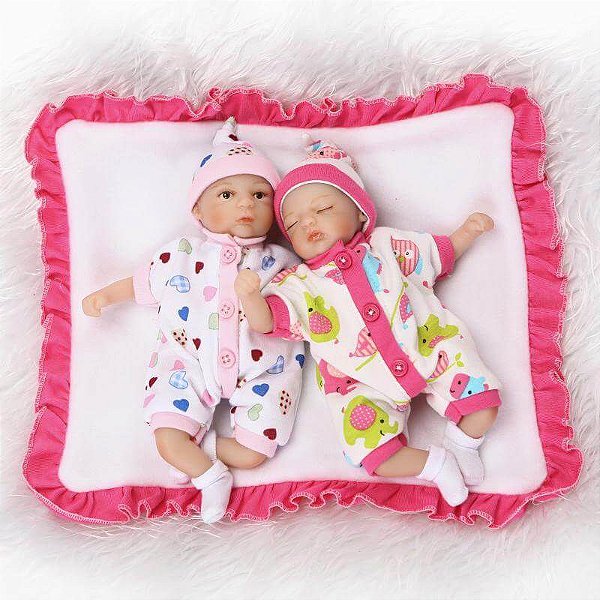 Mini Bebês Reborn Gêmeos Vivian e Viviane