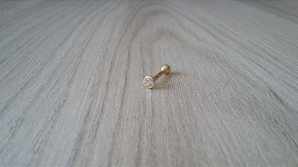 Piercing para Tragus/Cartilagem - Folheada a Ouro - Pedra com 3mm