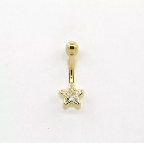 Piercing para umbigo - Estrela - Ouro amarelo 18K