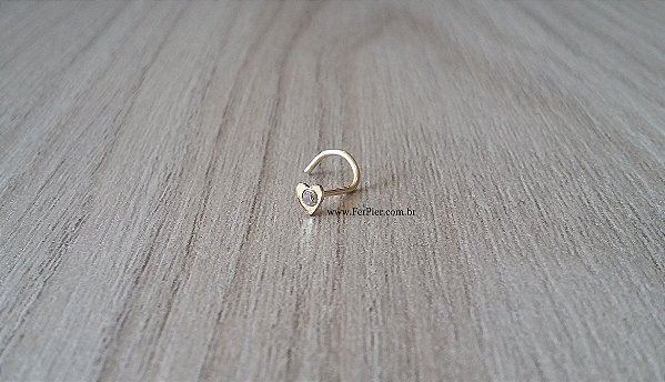 Piercing de nariz - Coração com pedra - Ouro Amarelo 18K