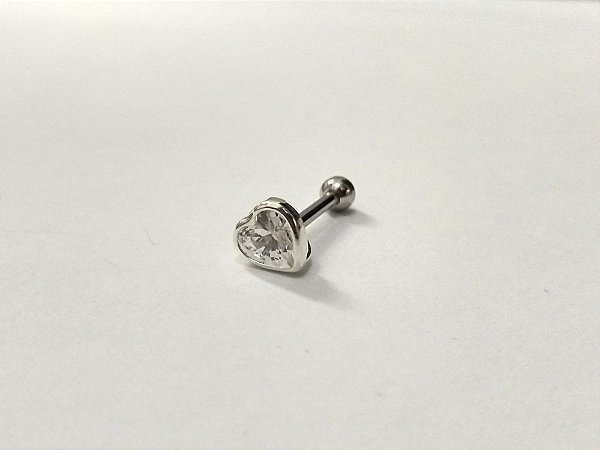Piercing  em Prata para Orelha - Pedra de 4mm