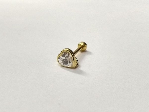 Piercing  Folheado a Ouro para Orelha - Pedra de 4mm