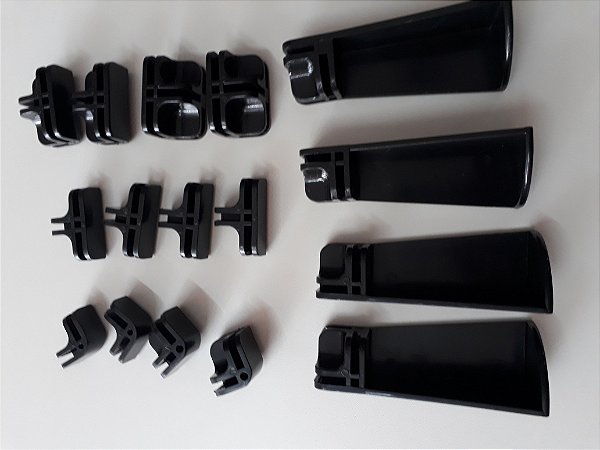 Kit conectivos preto para balcão 03 módulos - vidro ou aramado 4mm