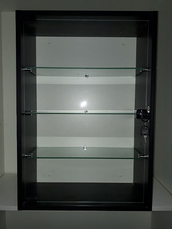 Vitrine MDF 20 x 44 x 64 Parede ou Balcão - Preta