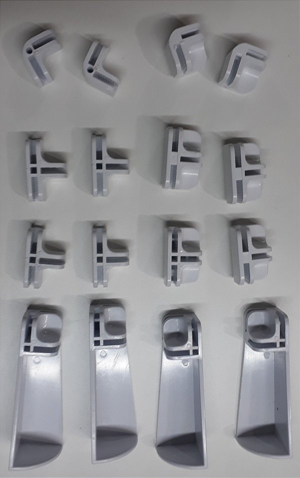 Kit conectivos branco para balcão 03 módulos - vidro ou aramado 4mm