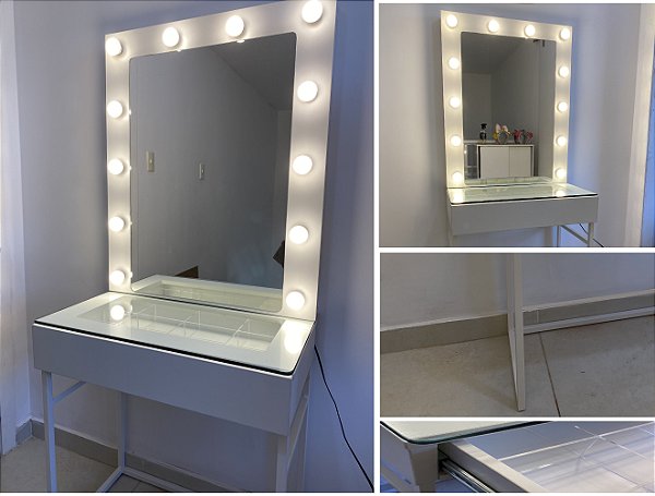 Mesa de maquiagem com gaveta e espelho