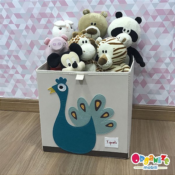 Cesto organizador infantil quadrado 3sprouts modelo pavão - Organize Mobili  - Móveis infantis e organizadores de brinquedos