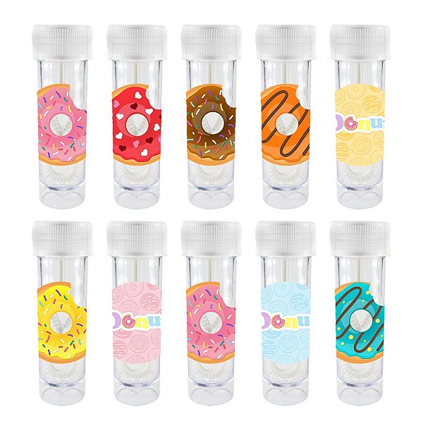 Mini Tubete para Bolha de Sabão Lembrancinha Festa Donuts - Sortida - 20 unidades - Lembrafesta