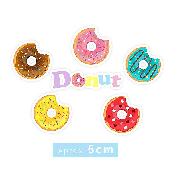 Apliques Decoração Festa Donuts sortidos - Aprox. 5cm - 24 Unidades