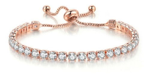 Pulseira Bracelete Rosê Com Pedra Zircônia Noiva Debutante