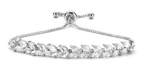 Pulseira Bracelete Prata Zircônia Noiva Debutante Festa