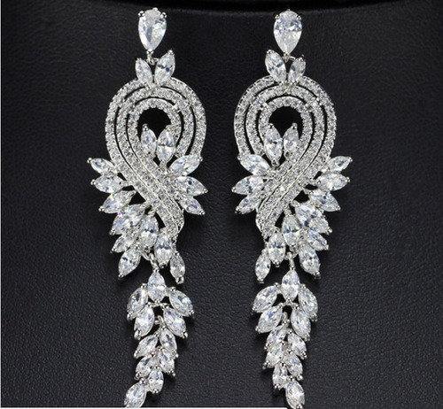 Brinco Noiva Zirconia Prata Festa Formatura Debutante Luxo