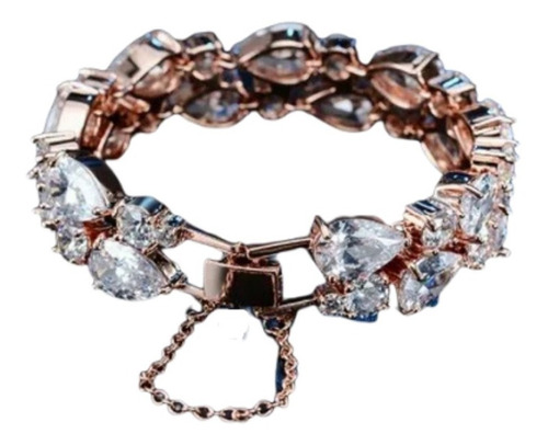 Pulseira Bracelete Prata Com Zircônia Noiva Debutante Gota