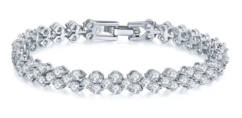 Pulseira Bracelete Prata Com Zircônia Noiva Debutante Luxo