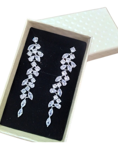 Brinco Noiva Zirconia Pendurado Grande Prata Debutante Luxo