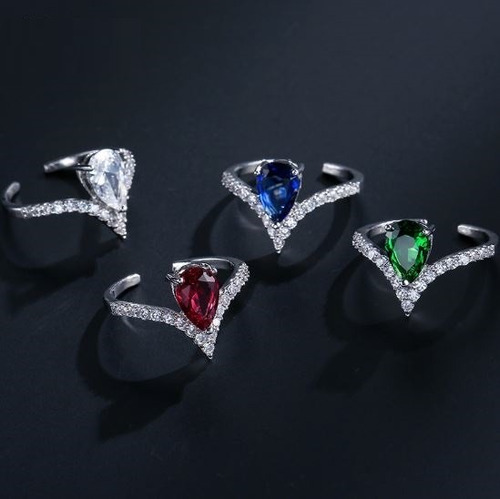 Anel Prata Com Pedra Zircônia Noiva Festa Debutante Gota