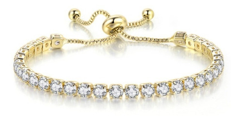 Pulseira Bracelete Dourada Pedra Zircônia Noiva Debutante