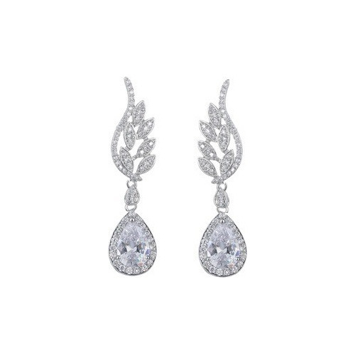 Brinco Noiva Pedra Zirconia Prata Gota Debutante Festa