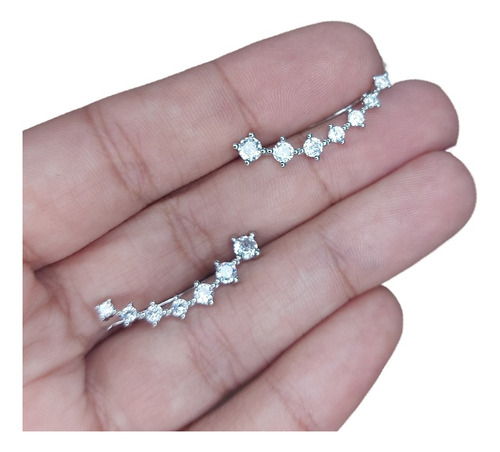 Brinco Ear Cuff Noiva Pedra Zirconia Prata Debutante Festa