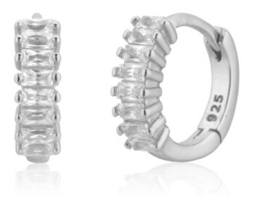 Brinco Argola Pedra De Zircônia Prata 6 Mm Clicker 2 3 Furo