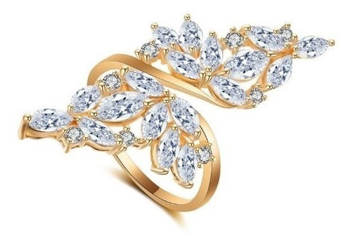 Anel Noiva Pedra Zirconia Festa Prata Ou Dourado Casamento