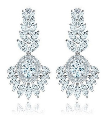 Brinco Noiva Pedra Zirconia Prata Festa Debutante Luxo