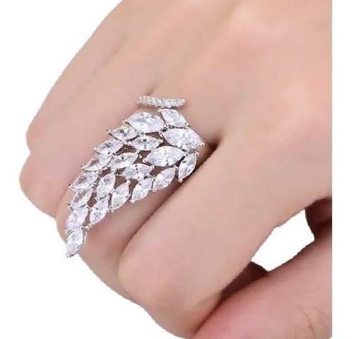 Anel Prata Com Pedra Zircônia Noiva Festa Debutante
