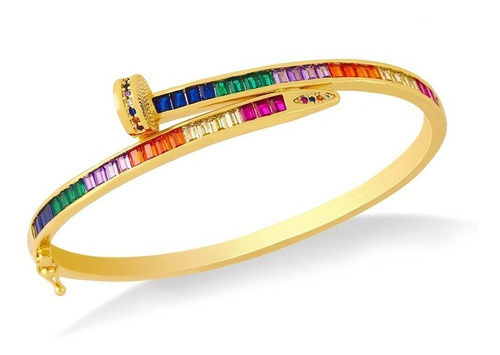 Bracelete Pedra Zircônia Colorida Debutante Prego Presente