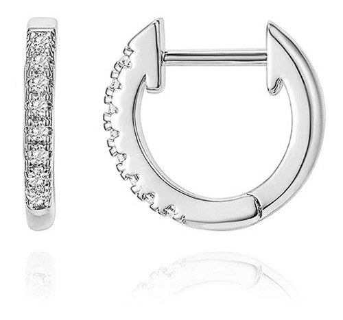 Brinco Argola Pedra Zirconia Folheado Prata Conch 10 Mm