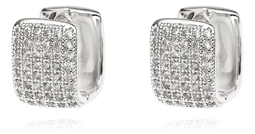 Brinco Argola Pedra Zirconia Prata Unissex Antialérgico