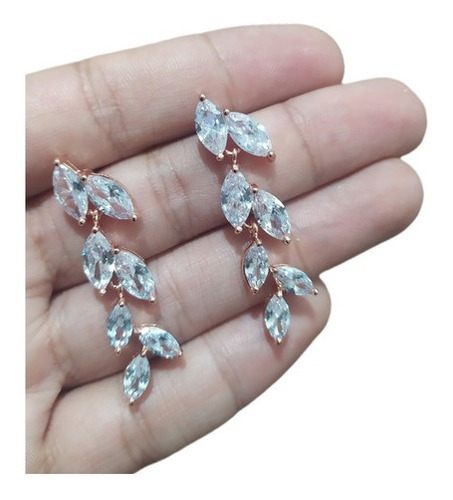 Brinco Noiva Zirconia Dourado Festa Debutante Pendurado