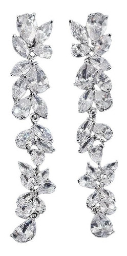 Brinco Noiva Zirconia Pendurado Grande Prata Debutante Luxo