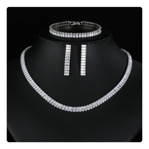 Colar Chocker Riviera Brinco Pulseira Noiva Zircônia Festa