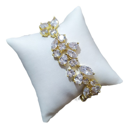 Pulseira Bracelete Dourada Com Zircônia Noiva Debutante